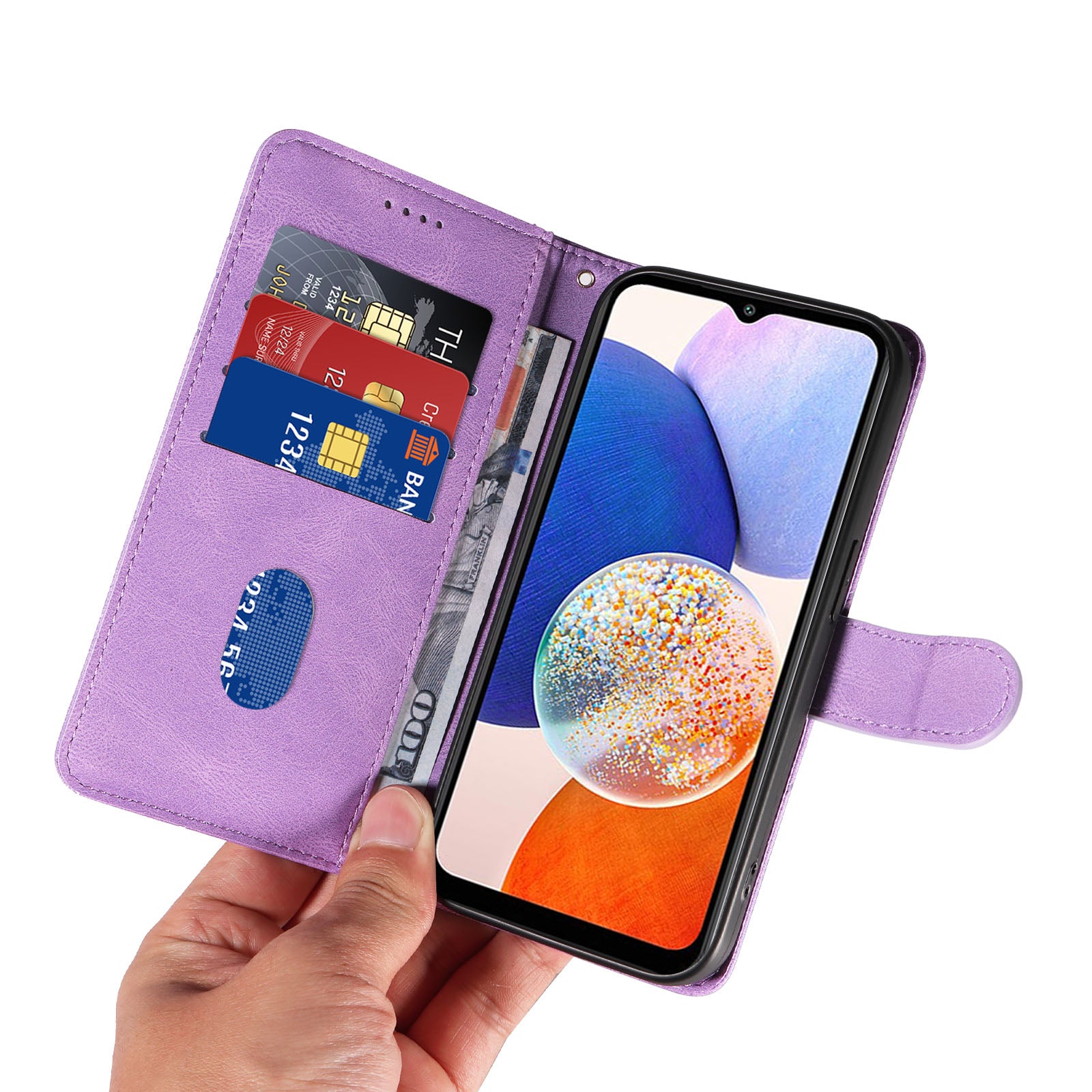 For Samsung Galaxy A14 5G Drop-proof Wallet Stand Case Imprinted Line PU Leather Phone Cover For Samsung Galaxy A14 5G Drop-proof Wallet Stand Case Imprinted Line PU Leather Phone Cover